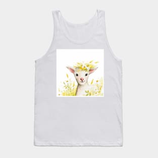 Watercolor lamb with flowers Tank Top